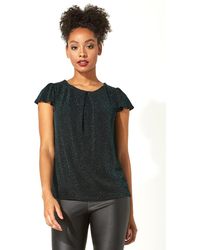 Roman - Shimmer Pleat Neck Top - Lyst