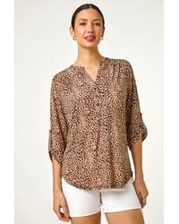 Roman - Animal Print Stretch Blouse - Lyst