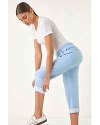 Roman - Contrast Detail Cropped Stretch Trousers - Lyst