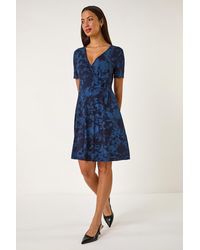 Roman - Stretch Tie Dye Buckle Wrap Dress - Lyst