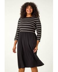 Roman Curve - Contrast Stripe Stretch Dress - Lyst