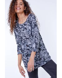 Roman - Butterfly Print Tunic Top With Snood - Lyst