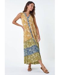 Roman - Patchwork Print Tiered Maxi Dress - Lyst