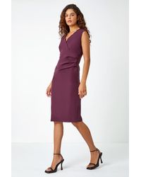 Roman - Sleeveless Pleated Stretch Ruched Dress - Lyst