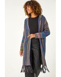 Roman - Hooded Knit Longline Cardigan - Lyst