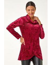 Roman - Velvet Cowl Neck Stretch Top - Lyst