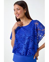 Roman - Lace Stretch Bubble Hem Top - Lyst