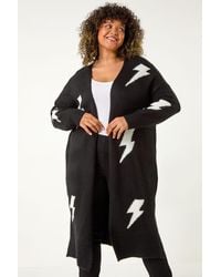 Roman Curve - Printed Longline Cardigan - Lyst