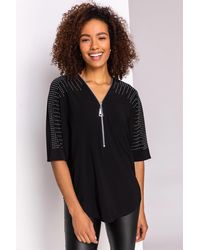 Roman - Embellished Zip Detail Top - Lyst