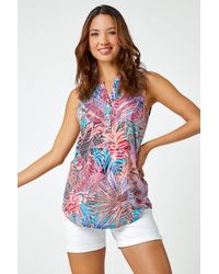 Roman - Palm Print Button Detail Top - Lyst