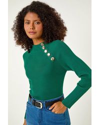 D.u.s.k - High Neck Button Shoulder Jumper - Lyst