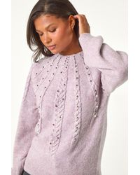 Roman - Faux Pearl Cable Knit Jumper - Lyst