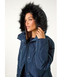 Roman - Quilted Faux Fur Hooded Coat - Lyst
