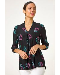 Roman - Heart Print Longline Blouse - Lyst