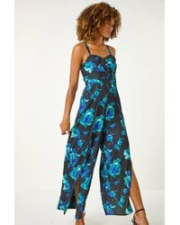 Roman - Floral Print Pleat Detail Jumpsuit - Lyst