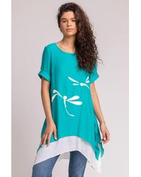 Roman - Dragonfly Print Asymmetric Tunic Top - Lyst