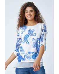 Roman - Paisley Print Double Layer Top - Lyst