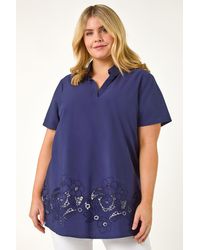Roman Curve - Floral Cut Out Woven Top - Lyst