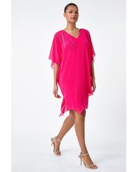 Roman - Embellished Cold Shoulder Overlay Dress - Lyst