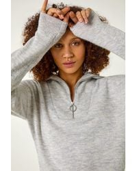 Roman - Collar Zip Neck Knit Jumper - Lyst