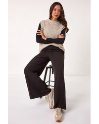 Roman - Super Stretch Tie Front Wide Leg Trouser - Lyst