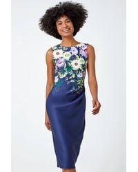 Roman - Floral Border Print Stretch Shift Dress - Lyst