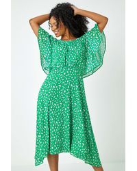 Roman Petite - Floral Print Chiffon Midi Dress - Lyst
