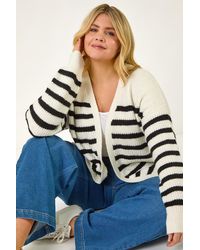 Roman Curve - Stripe Edge To Edge Cardigan - Lyst