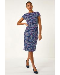 Roman - Abstract Print Gathered Shift Dress - Lyst