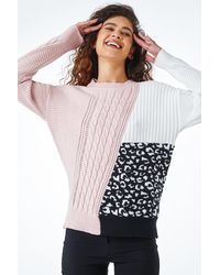 Roman - Colour Block Animal Print Jumper - Lyst