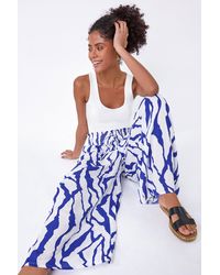 D.u.s.k - Animal Shirred Wide Leg Trousers - Lyst
