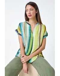 Roman - Tie Dye V-Neck Pleat Detail Top - Lyst