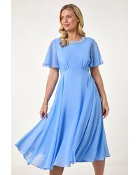 Roman Petite - Trim Neck Short Sleeve Dress - Lyst