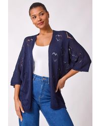 Roman - Pointelle Heart Knit Cardigan - Lyst