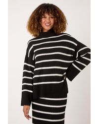 Roman - Stripe High Neck Knit Jumper - Lyst