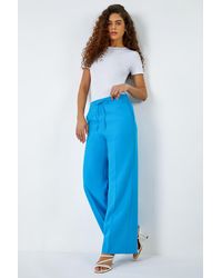 Roman - Wide Leg Elastic Waist Tie Front Trouser - Lyst