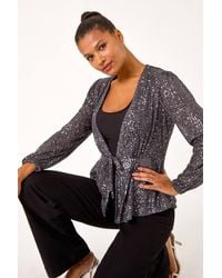 Roman - Sequin Tie Front Stretch Top - Lyst