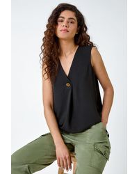 Roman - Pleat Front Button Detail V-Neck Vest - Lyst