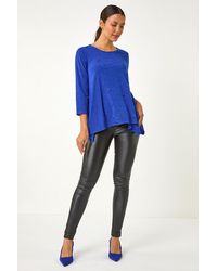 Roman - Glitter Rose Asymmetric Hem Top - Lyst
