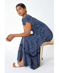Roman - Polka Dot Lace Detail Maxi Dress - Lyst