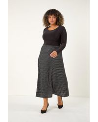 Roman Curve - Spot Print Stretch Midi Skirt - Lyst