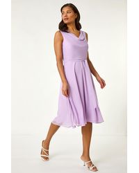 Roman - Cowl Neck Tie Waist Dress - Lyst