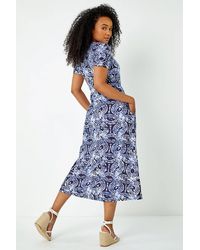 Roman Petite - Aztec Print Midi Stretch Dress - Lyst