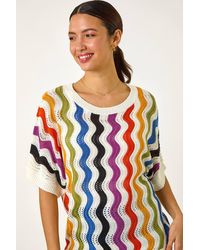 Roman - Vertical Striped Wave Knit Jumper - Lyst
