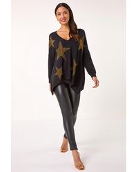 Roman - Star Print Hanky Hem Knit Jumper - Lyst