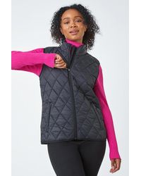 Roman - Petite Hooded Quilted Gilet - Lyst