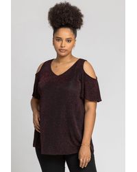Roman Curve - Cold Shoulder Shimmer Top - Lyst