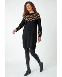 Roman - Chevron Stretch Knit Jumper Dress - Lyst