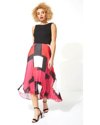 Roman Lace Top Overlay Pleated Midi 