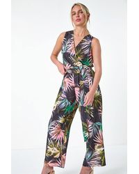 Roman Petite - Tropical Print Wrap Jumpsuit - Lyst